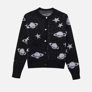 Zara space cardigan glitter silver and black small
